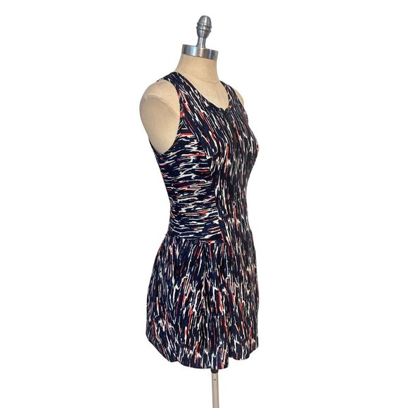 Milly Womens Abstract Print Sleeveless Dress W/ Pockets Size 6 Linen Silk - Picture 2 of 5